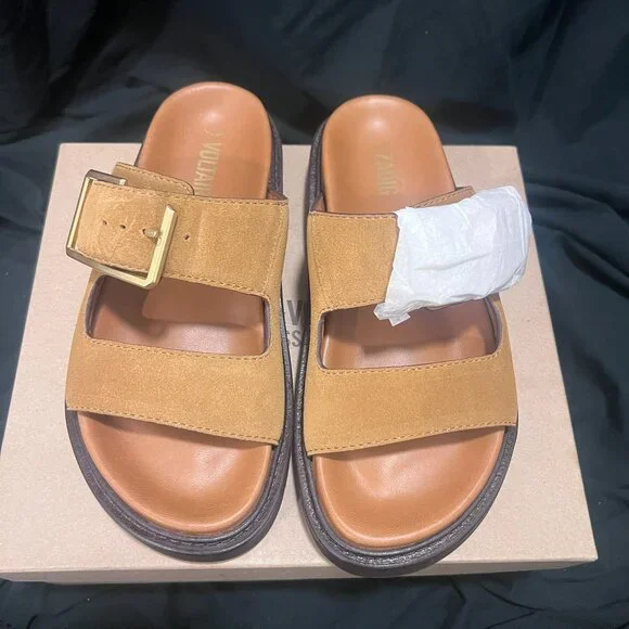 NWT ZADIG & VOLTAIRE CECILIA ALPHA SUEDE SANDALS IN FOLK SZ 37 - Picture 4 of 10